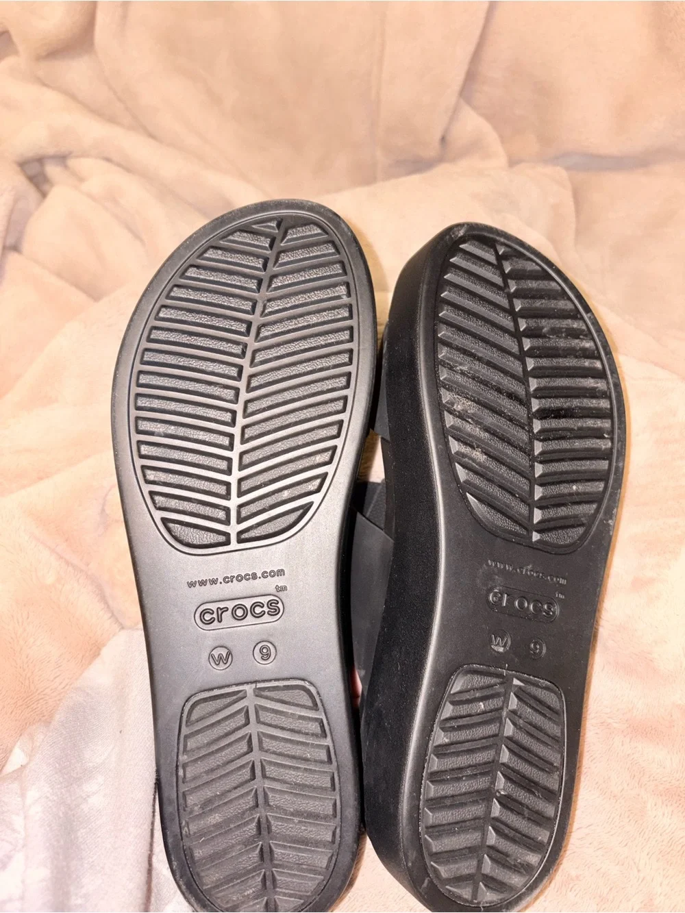 Crocs LiteRide Black Two-Strap Slide Sandals